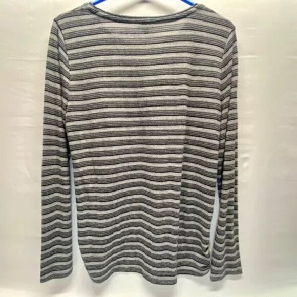 Talbots Ladies Medium Silver Black Stripe Metallic Long Sleeve Tunic EUC - Picture 6 of 6